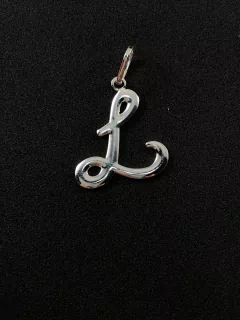 Pingente Letra L Prata Maciça 925 Tamanho 20 Mm