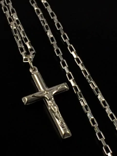 Corrente Cordão Prata Maciça 925 Bloco 60 Cm Pingente - comprar online
