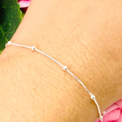 Pulseira Infantil Prata Legitima 925 Bolinha - comprar online