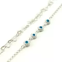 Kit 2 Pulseiras Coração E Olho Grego Prata Legitima 925 - comprar online