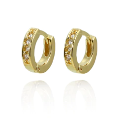 Brinco Argola Cravejada Folheado Ouro