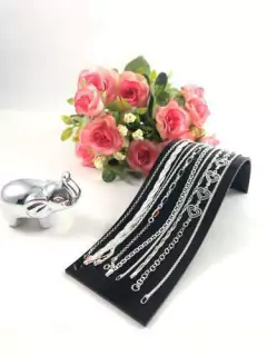 Conj. 10 Pulseira Prata Maciça 925 Bolinha Laminada Elo - comprar online