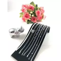 Promoção 7 Pulseiras Prata Maciça 925 Laminada Bolinha Olho - loja online