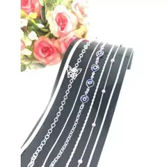 Imagem do Promoção 7 Pulseiras Prata Maciça 925 Laminada Bolinha Olho