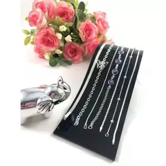 Promoção 7 Pulseiras Prata Maciça 925 Laminada Bolinha Olho na internet