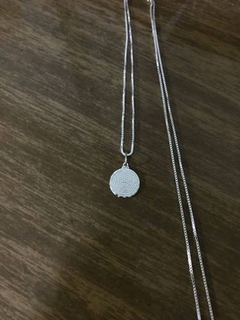 Imagem do Corrente Prata Maciça 925 C/ Pingente Pai Nosso 70cm