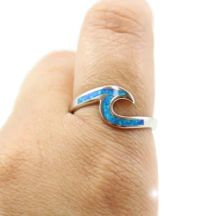 Lindo Anel Onda Prata Legitima 925 Pedra Opala - comprar online