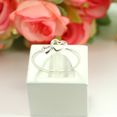 Anel Coração Dois Corações Prata Legitima 925 - loja online