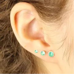 Trio Brinco Zirconia Verde Cravação inglesa Prata 925 na internet