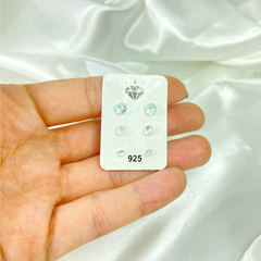 Kit Trio Brinco Prata Legitima 925 Pedra Zirconia Garantia - comprar online