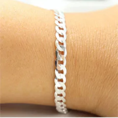Pulseira Masculina Gurmet 18cm Prata Legitima 925 na internet
