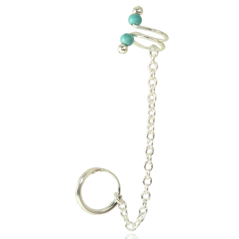 Piercing Fake Argola Correntinha Prata Legitima 925