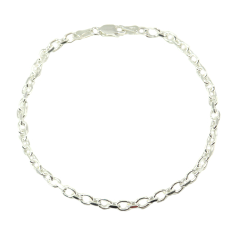 Pulseira Elo Portugues Cadeado Grossa Prata Legitima 925