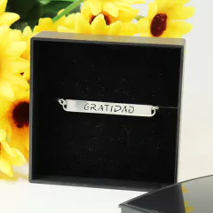 Pulseira Feminnina Placa Gratidão Prata Legitima 925 na internet
