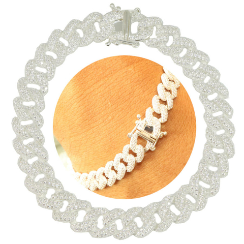 Pulseira Grumet Cravejada Cuban Prata Legitima 925