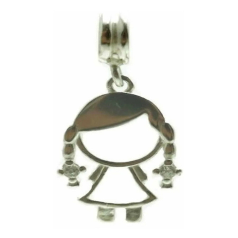 Berloque Charms Menina Prata Legítima 925