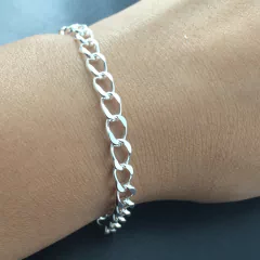 Promoção Pulseria Masculina Prata Maciça 925 20 Cm