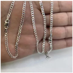 Conj. Corrente Pulseira Infantil Criança Grumet Prata 925