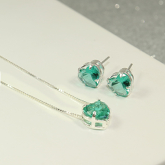 Colar Pingente Prata 925 Par Brinco Coração Zircônia Galeria - comprar online