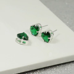Conjunto Ping Prata 925 Par Brinco Coração Zircônia Galeria / 8 / Verde - comprar online