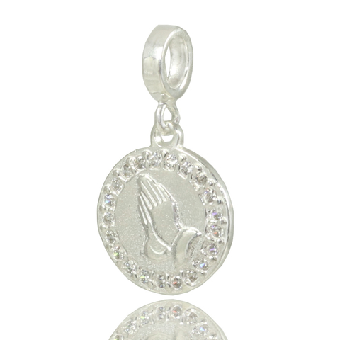 Berloque Charms Oração Gratidão Cravejado Prata Legitima 925