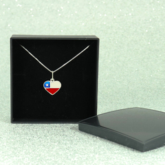 Colar 45cm Pingente Coração Bandeira Países Nações Prata 925 na internet