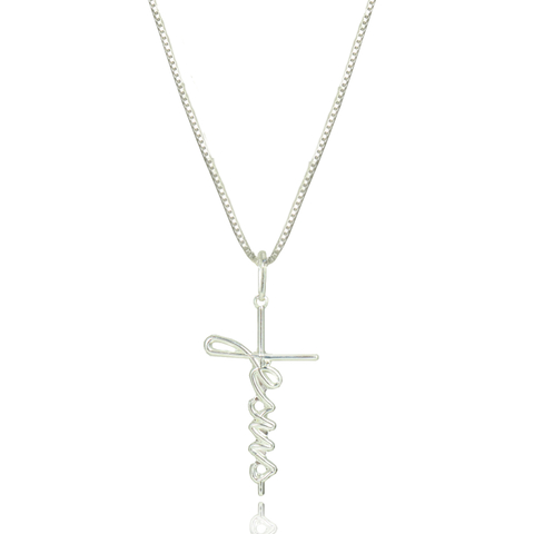 Corrente Cordão Veneziana 60 cm C Pingente Jesus Cruz Grande
