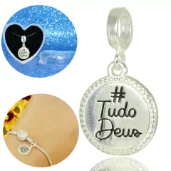 Berloque Charms Tudo Deus Pendurar Redondo Prata Legitima