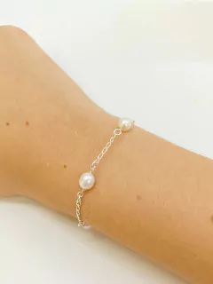 Promoção Pulseira Prata Maciça 925 Com Perola - comprar online
