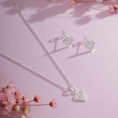 Conjunto Colar Pingente Par Brinco Feminino Prata Legitima - comprar online
