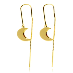 Brinco Anzol Veneziana Ping. Lua Folheado Ouro 18k