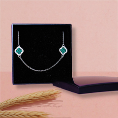 Imagem do Colar Corrente Feminino Trevo Cravejado Zirconia Prata 925