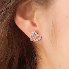Brinco Prata Feminino Coração Cravejado Pedra Zirconia Paz na internet
