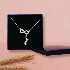 Colar Choker Pingente Love Pet Infinito Ossinho Prata Pedra - Lojas La&Ny
