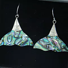 Par Brinco Argola Bali Prata Legitima 925 Pedra Abalone - Lojas La&Ny