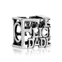 Berloque Charms Separador Felicidade Prata Para Pulseira - comprar online