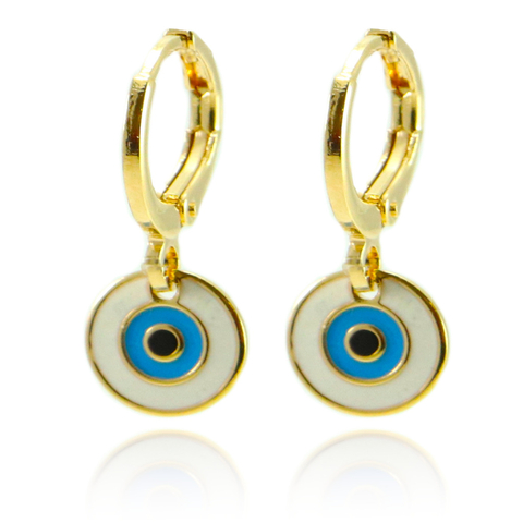 Brinco Argola Pingente Olho Grego Folheado Ouro 18k