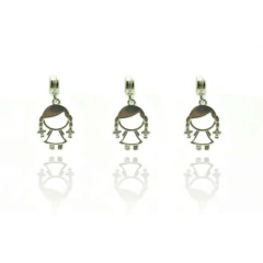 3 Berloques Charms Filhas Meninas Prata Legitima 925