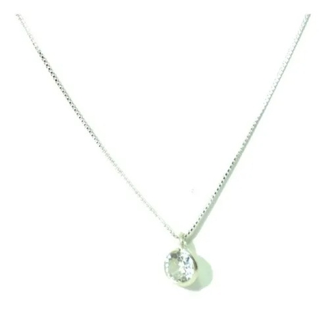 Colar Ponto De Luz Redondo 70 Cm Prata Pura 925