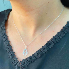Colar Venezina 45cm Ping. Menina Prata Legitima 925