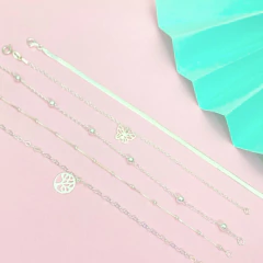 Conj. 5 Pulseiras Prata 925 Borboleta Laminada Arvore Vida na internet