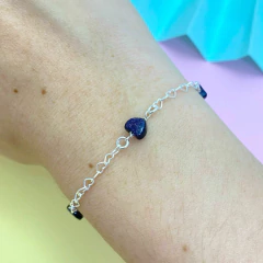 Promoção Pulseira Prata Maciça 925 Coração Pedra Estrela - loja online
