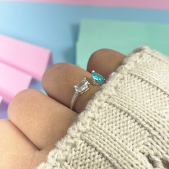 Anel Ajustavel Prata Lei Regulavel Pedra Zirconia Solitário - Lojas La&Ny