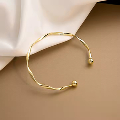 Pulseira Bracelete Dourado Ajustavel Bola Aço Inox Regulável - comprar online