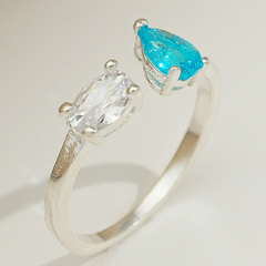 Anel Ajustavel Prata Lei Regulavel Pedra Zirconia Solitário - comprar online