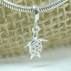 Berloque Charms Pingente Tartaruga Prata Original Cravejado na internet