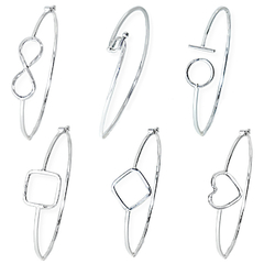 Bracelete Pulseira Prata Original Rigido Geometrico Coração