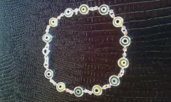 Pulseira Feminina Prata 925 20 Cm Olho Grego Verde/amarelo - comprar online