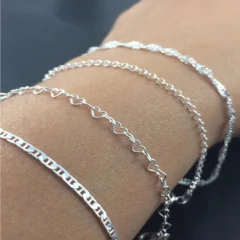 4 Pulseira Extensor Prata Maciça 925 Laminada E Torcida - loja online