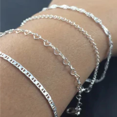 4 Pulseira Extensor Prata Maciça 925 Laminada E Torcida na internet